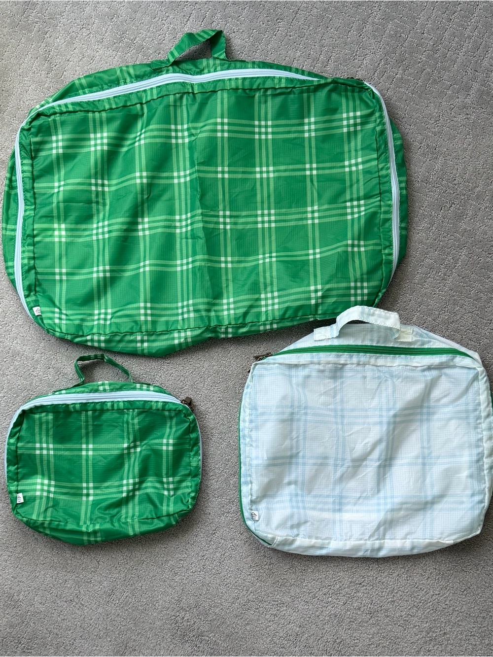 Hearth & Hand by Magnolia Plaid Packing Cubes - green & white plaid